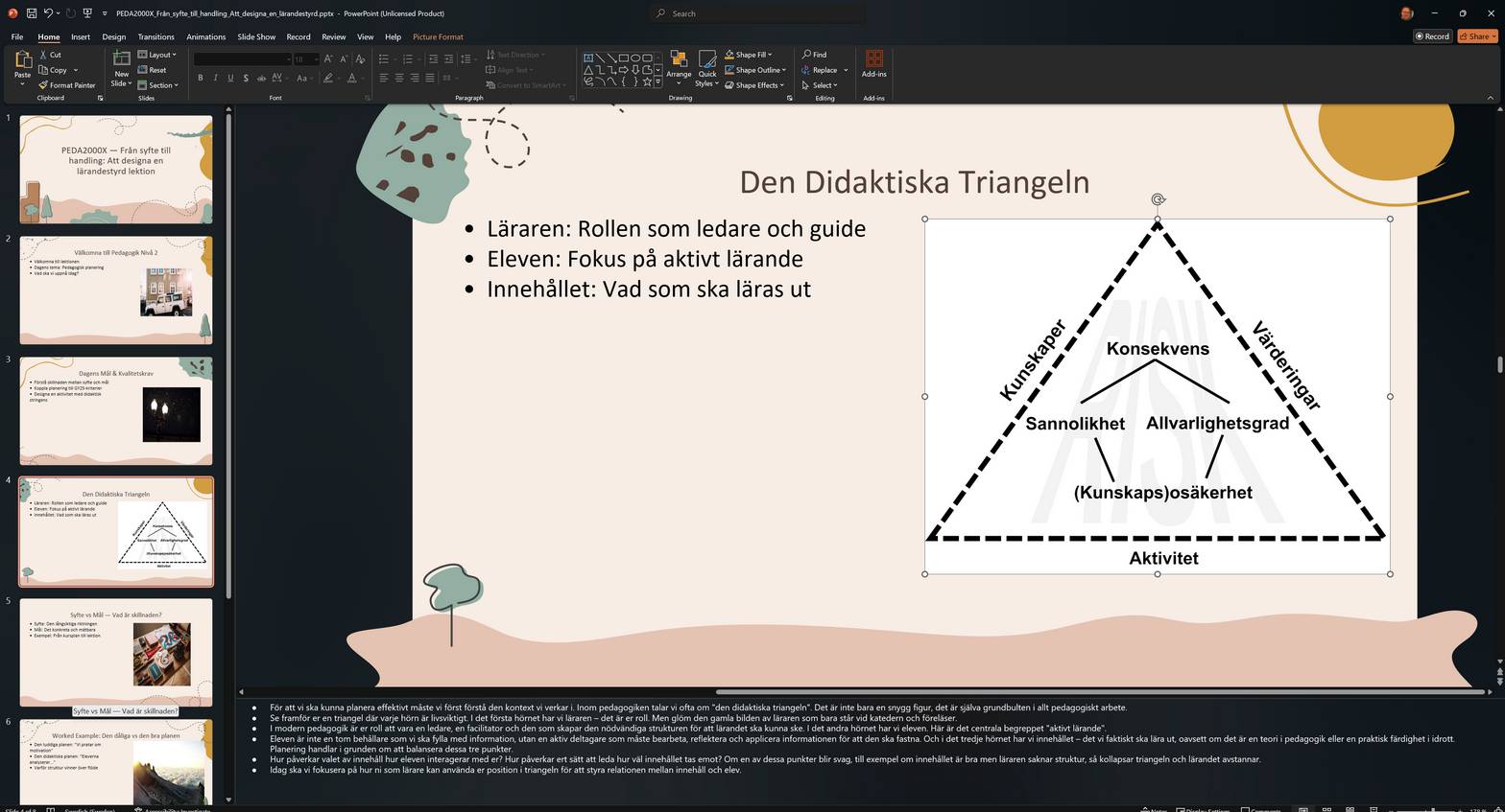 AI-genererad lektionsplan — riktigt exempel från PowerPoint med talarnoter